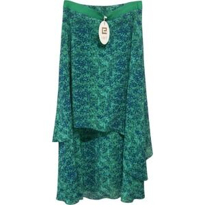 EDIT Jeanne Beker Boho Resort Green Floral Asymmetrical Maxi Skirt XL NEW